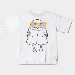 funny owl with rainbow glasses Kids T-Shirt